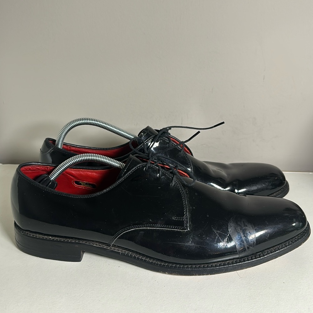 Allen Edmonds Spencer black Oxford patent leather formal dress shoes